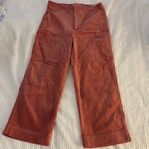 Madewell pink emmet slim wide leg crop corduroys
